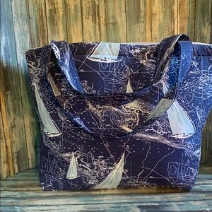 Nautical Print Tote Bag - Navy and White